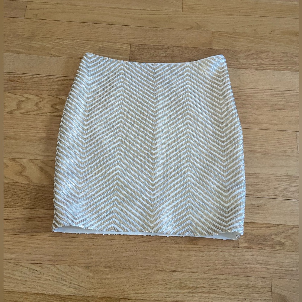 BANANA REPUBLIC Skirt White Gold Strass 6P NEW NWOT